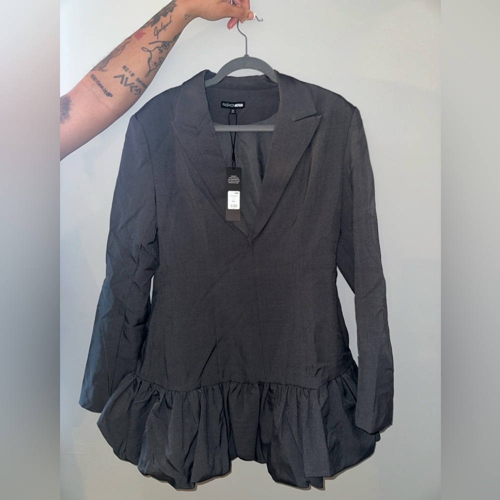 Fashion Nova Dark Gray Long Sleeve Dress
